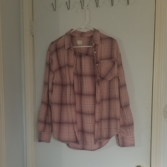 a new day Tops - Pink and Purple Flannel